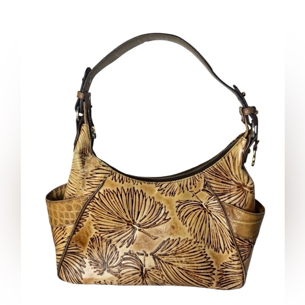 Brahmin Tan Tahiti Tooled Leather Handbag